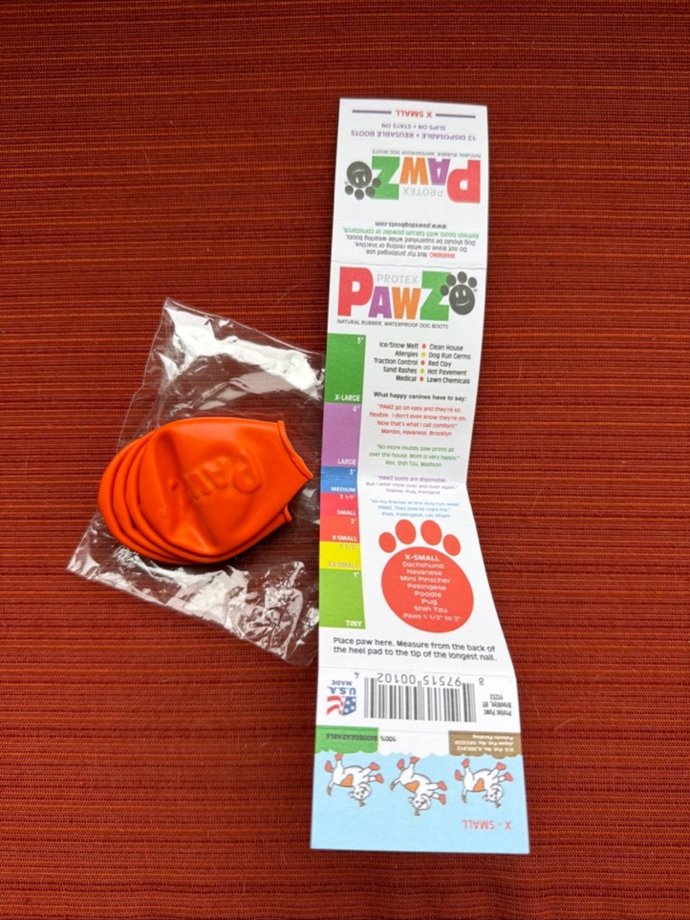 Protex Pawz Dog Boots - Orange - XS Mall Open Pack (4)  Boots